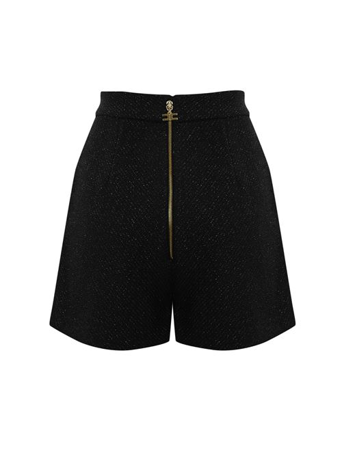 Shorts in tweed laminato con accessorio logo Elisabetta Franchi | SH00947E2110